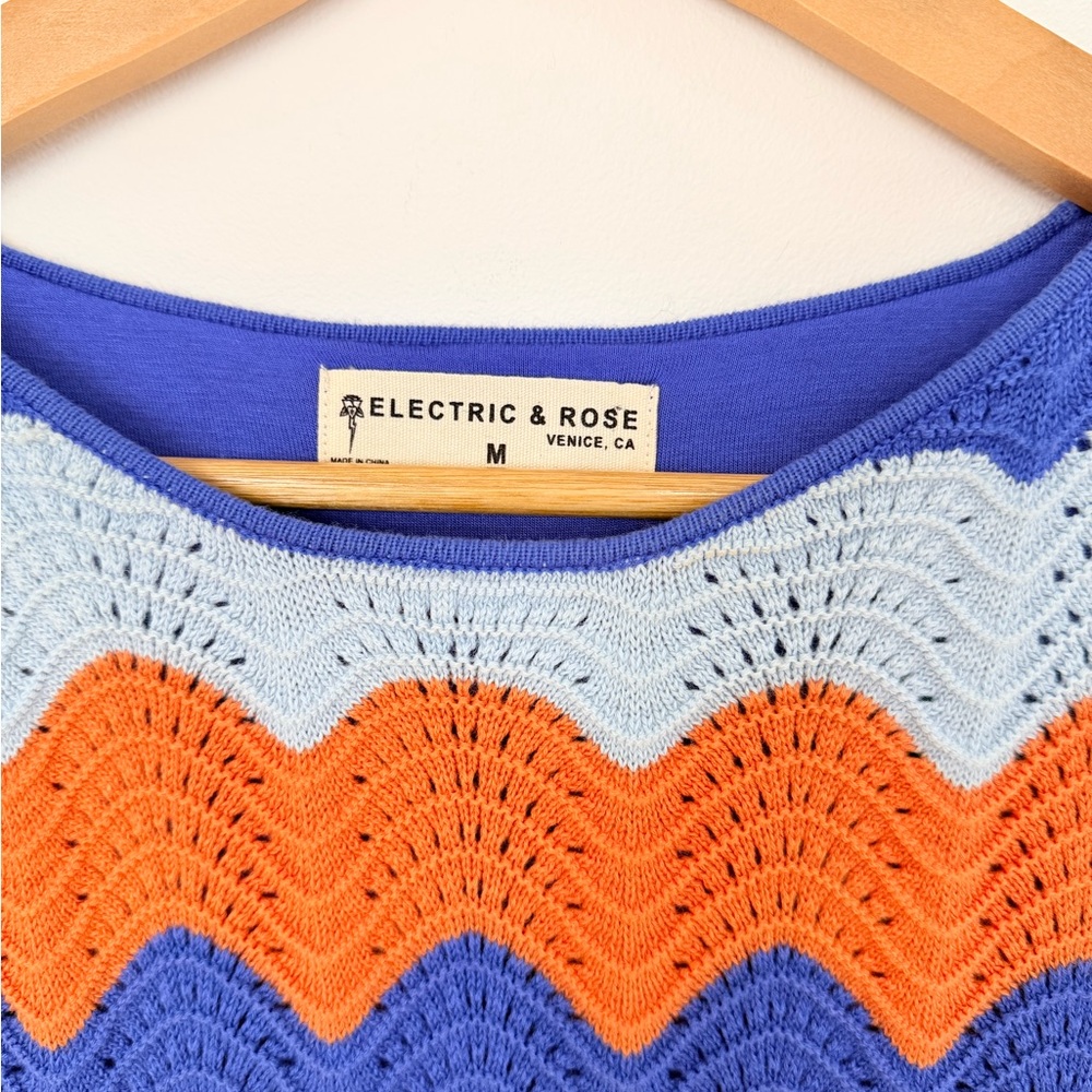 Anthropologie Electric & Rose Chevron Crochet Mini Dress Boho Coastal Beach M - Picture 5 of 11